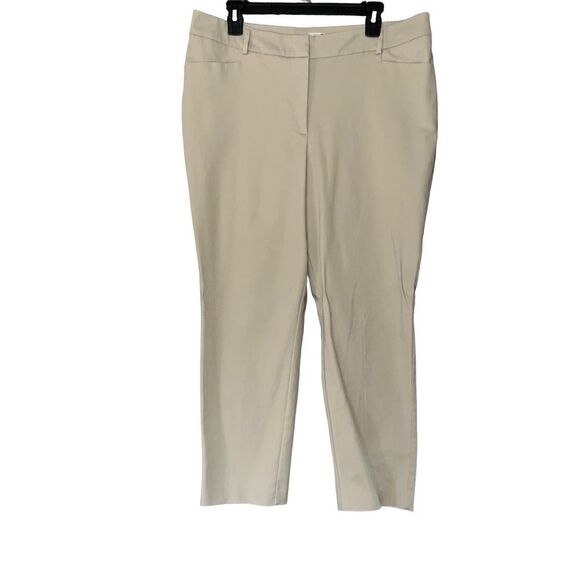 Dana Buchman khaki flat fronted cropped chinos pants 12 - Picture 2 of 6
